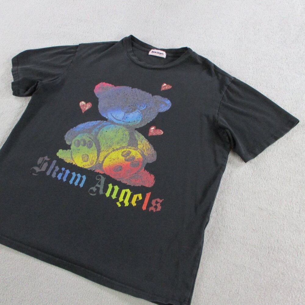 Mens Streetwear T Shirt Size XL Black Colorful Bear Graphic Print Designer Tee - Picture 2 of 12